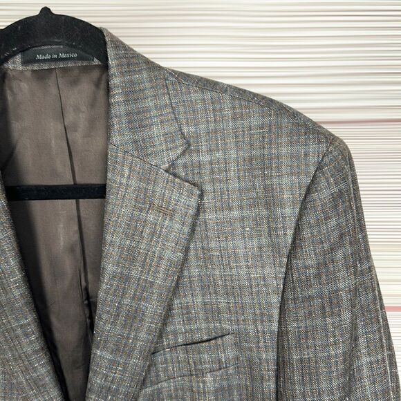 Lauren Ralph Lauren Wool Silk Linen Blend Plaid Single Breasted Blazer 40R - Picture 3 of 12